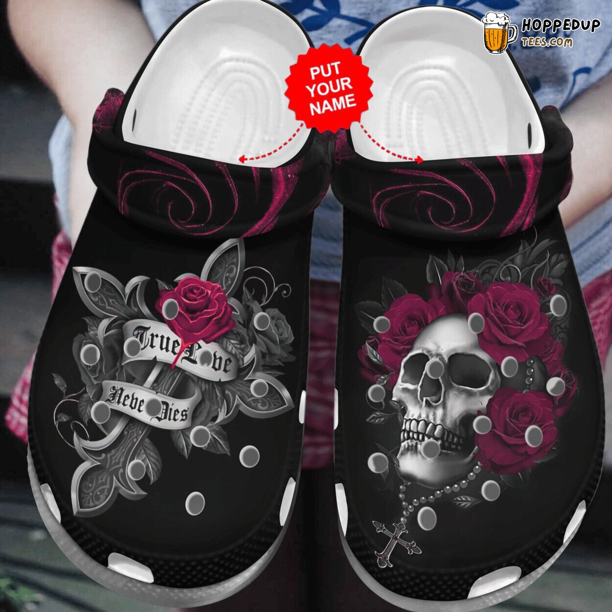 True Lover Never Dies Theme Skull Design Comfortable Clogs Shoes