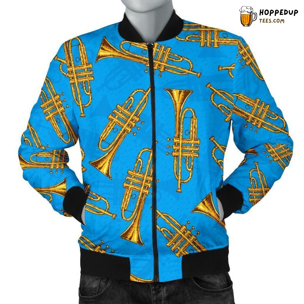 Trumpet Musical Delight Men’s Bomber Jacket Brass Instrument Design Tribute
