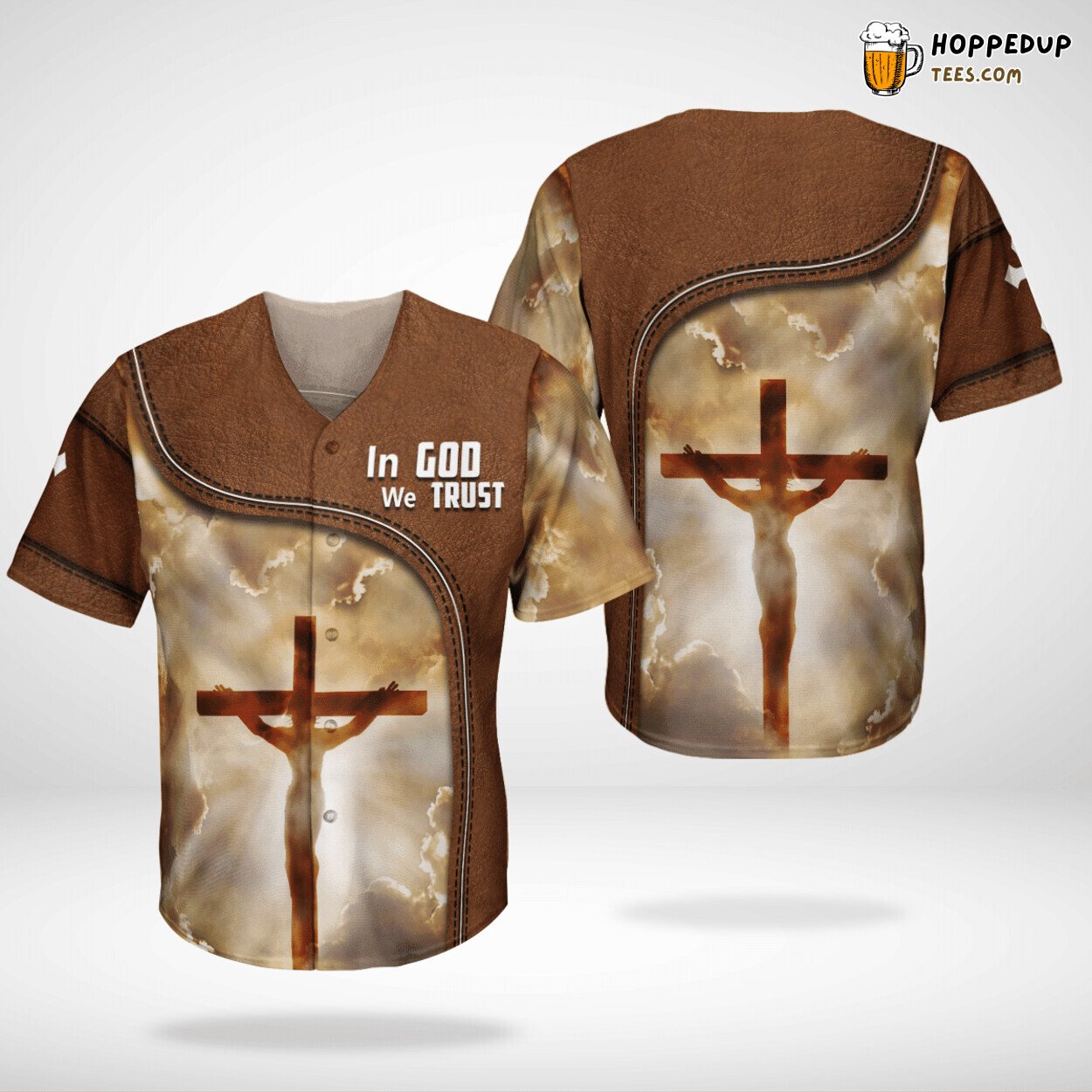 Trust in God Jesus Christian Cross Themed Baseball Jersey Look