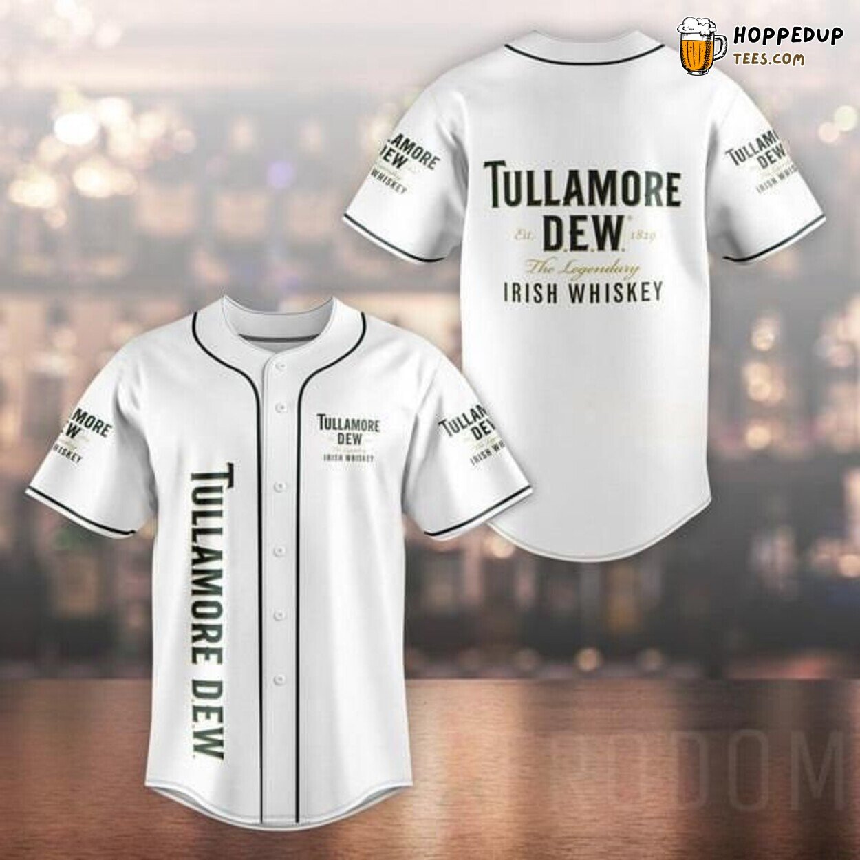 Tullamore Dew Whiskey White Casual Baseball Jersey Irish Spirit