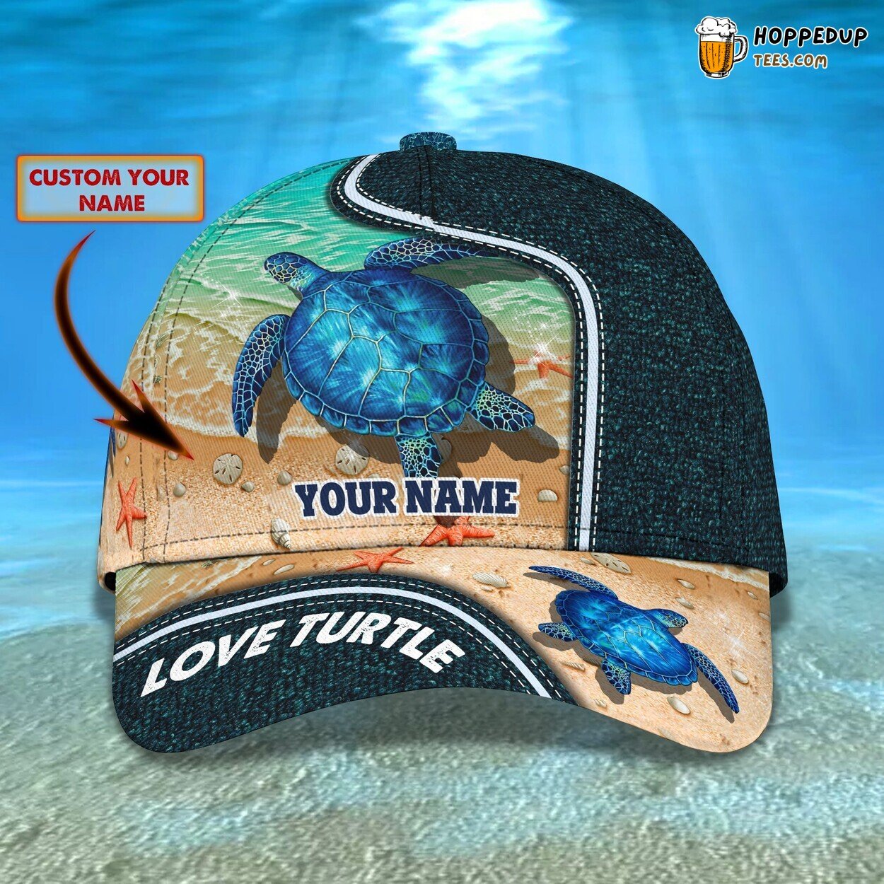 Turtle Lovers 3D Classic Cap Personalized Name Unique Premium Elegant Design