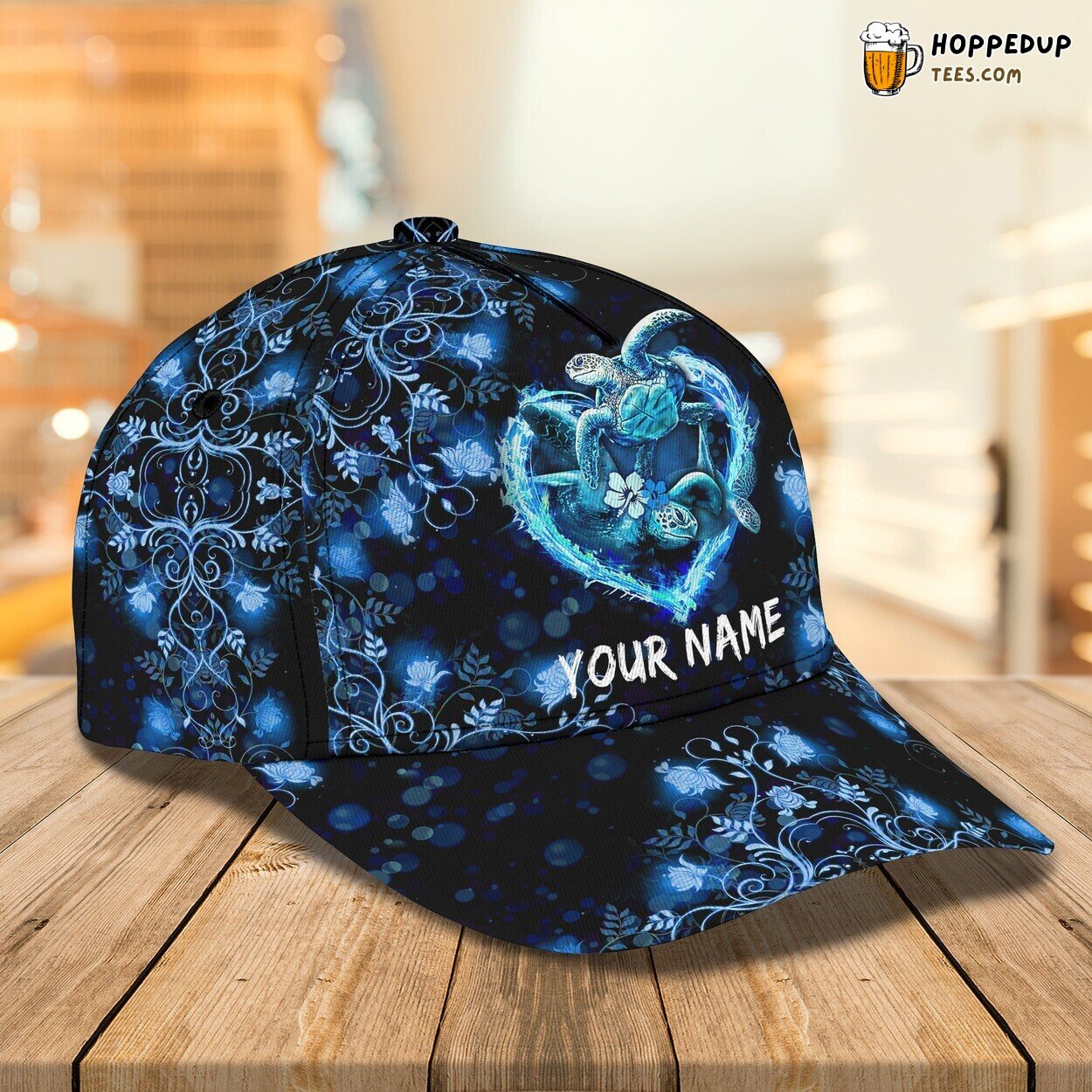 Turtles Themed 3D Classic Cap Personalized Name Unique Embroidery Look