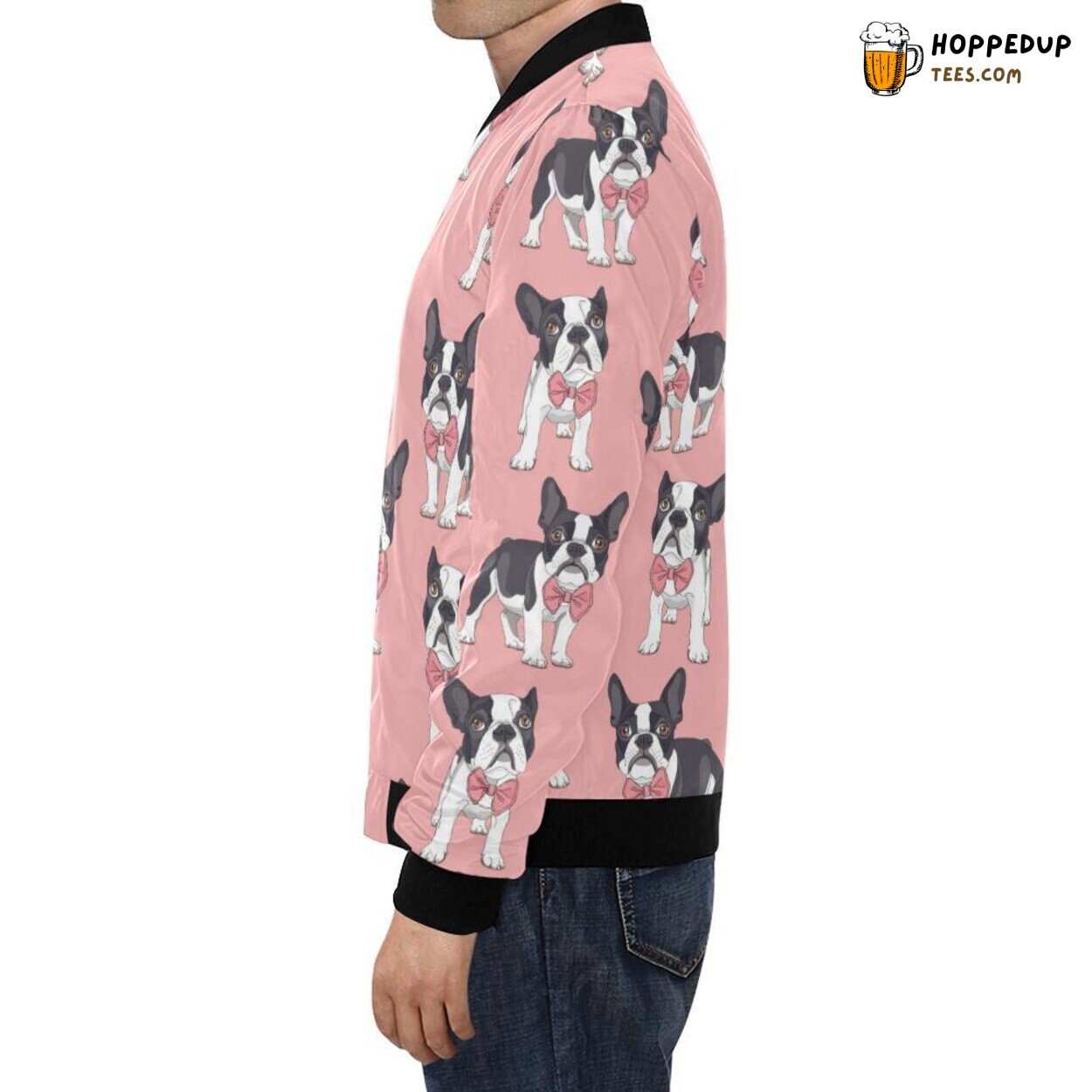 Tuxedo Bulldog Pattern Print Men’s Bomber Jacket Distinctive Design
