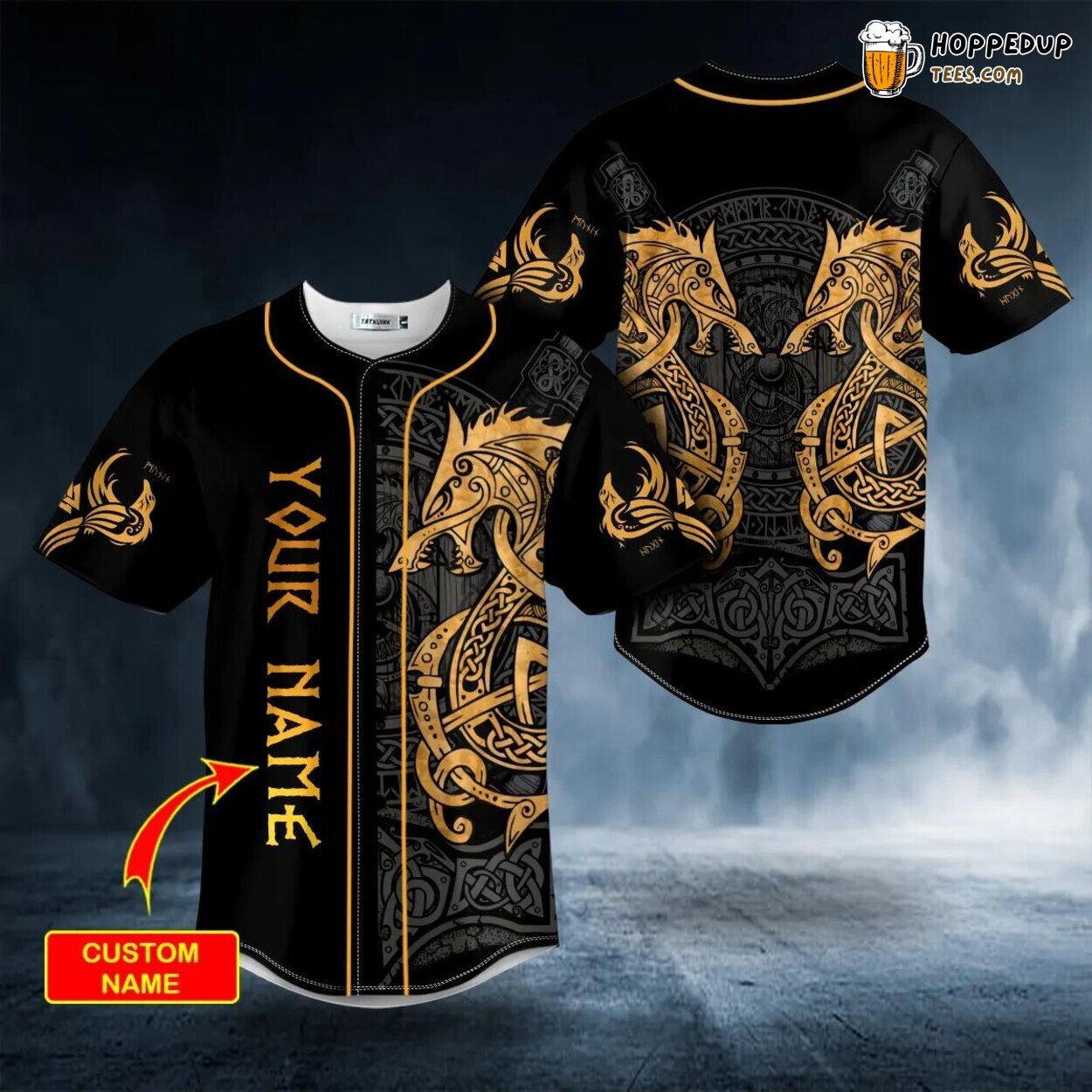 Twin Dragon Yellow Viking Tattoo Baseball Jersey Graphic Tees 3D Print Unique Twin Dragon Yellow Viking Tattoo Baseball Jersey Graphic Tees 3D Print Unique