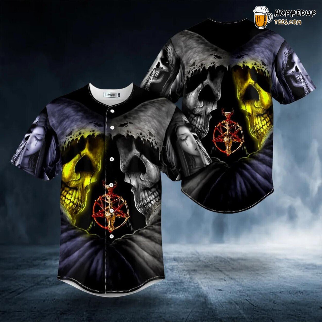 Twin Good Evil Grim Reaper Skull Unique Tailored Baseball Jersey