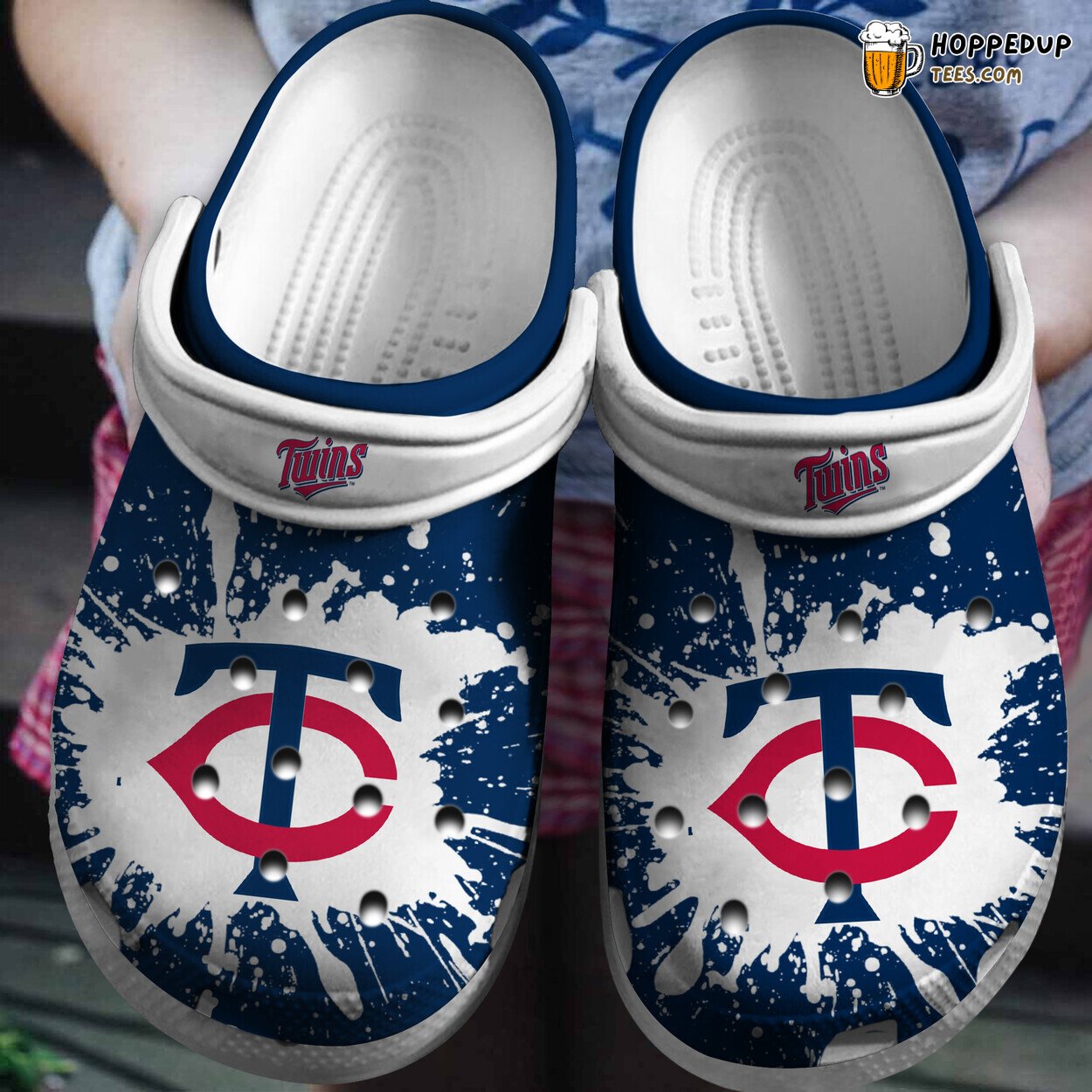 Twins WhiteNavy Themed Stylish Comfortable Custom Clog Shoesshoes