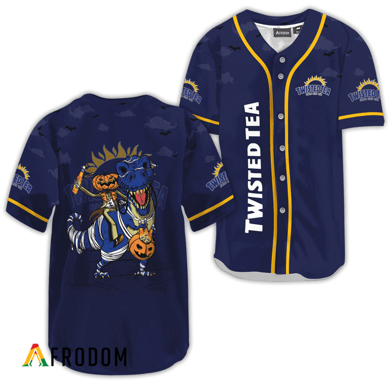 Twisted Tea Blue Halloween Dinosaur Baseball Jersey HU