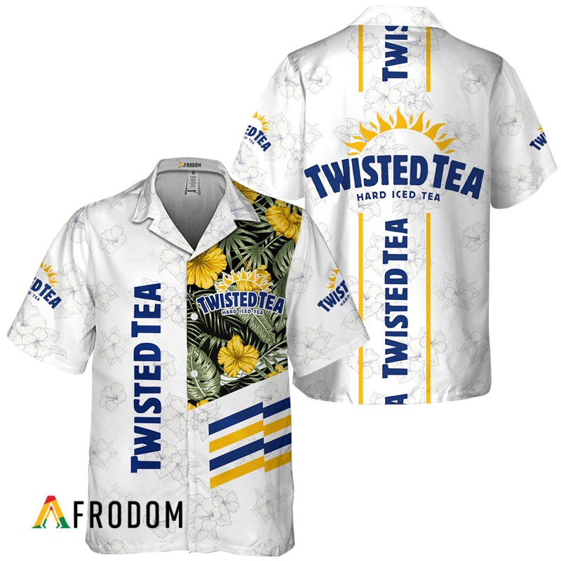 Twisted Tea White Tropical Flower Hawaiian Shirt HU