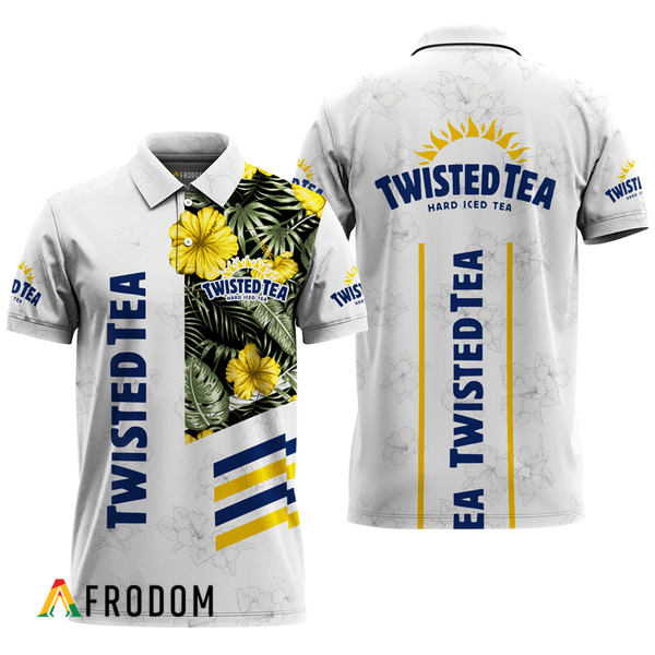 Twisted Tea White Tropical Flower Polo Shirt HU