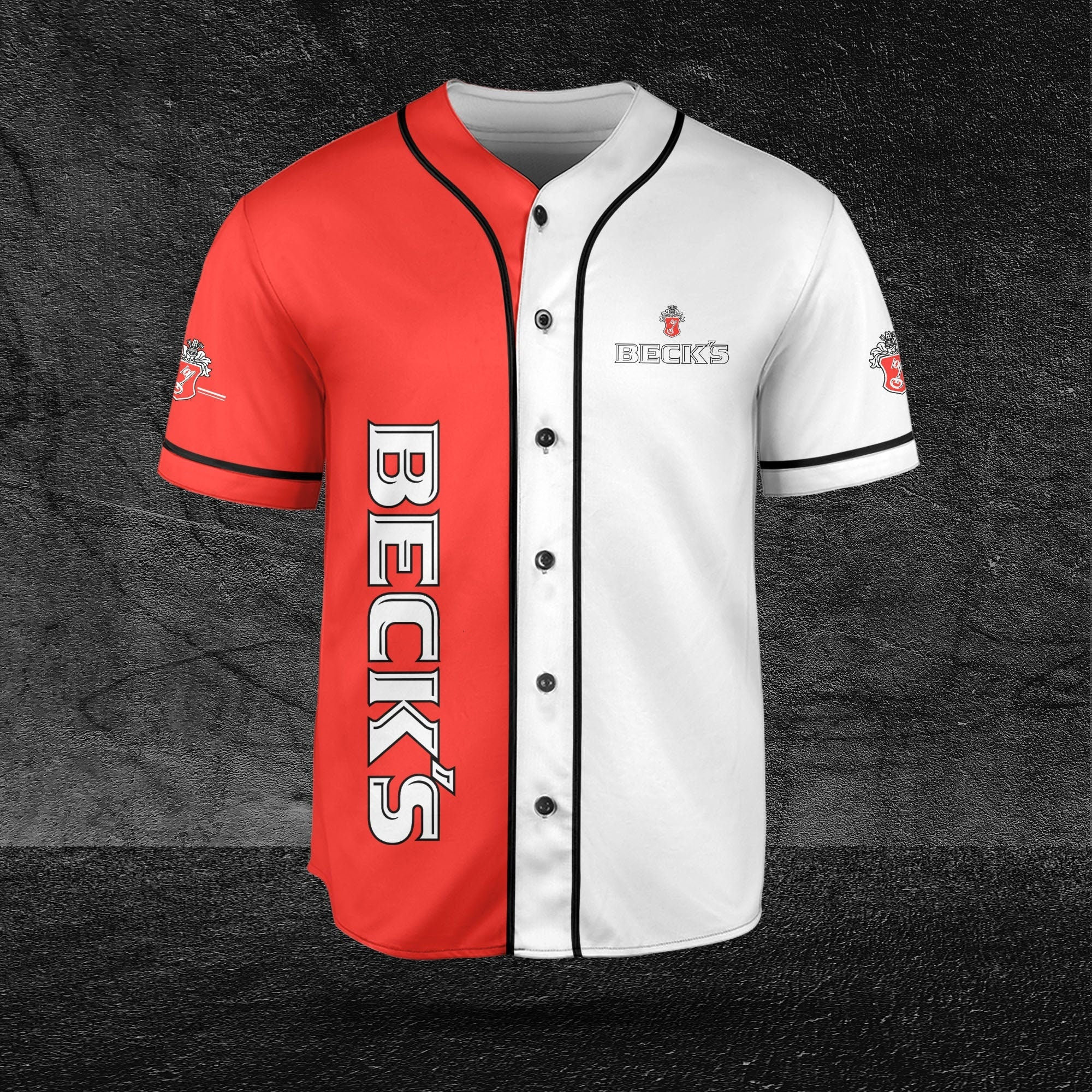 Two Color Beck’s Beer Themed Baseball Jersey HU
