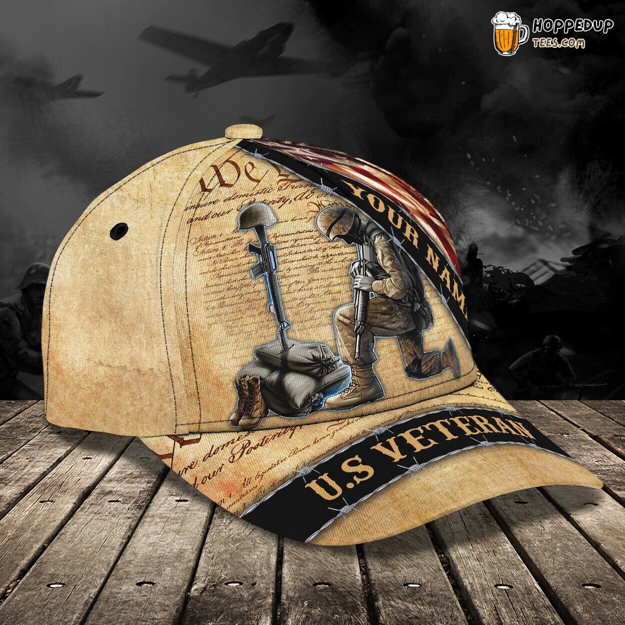 U.S Veteran Theme 3D Classic Cap Personalized Name Elegant Premium Design