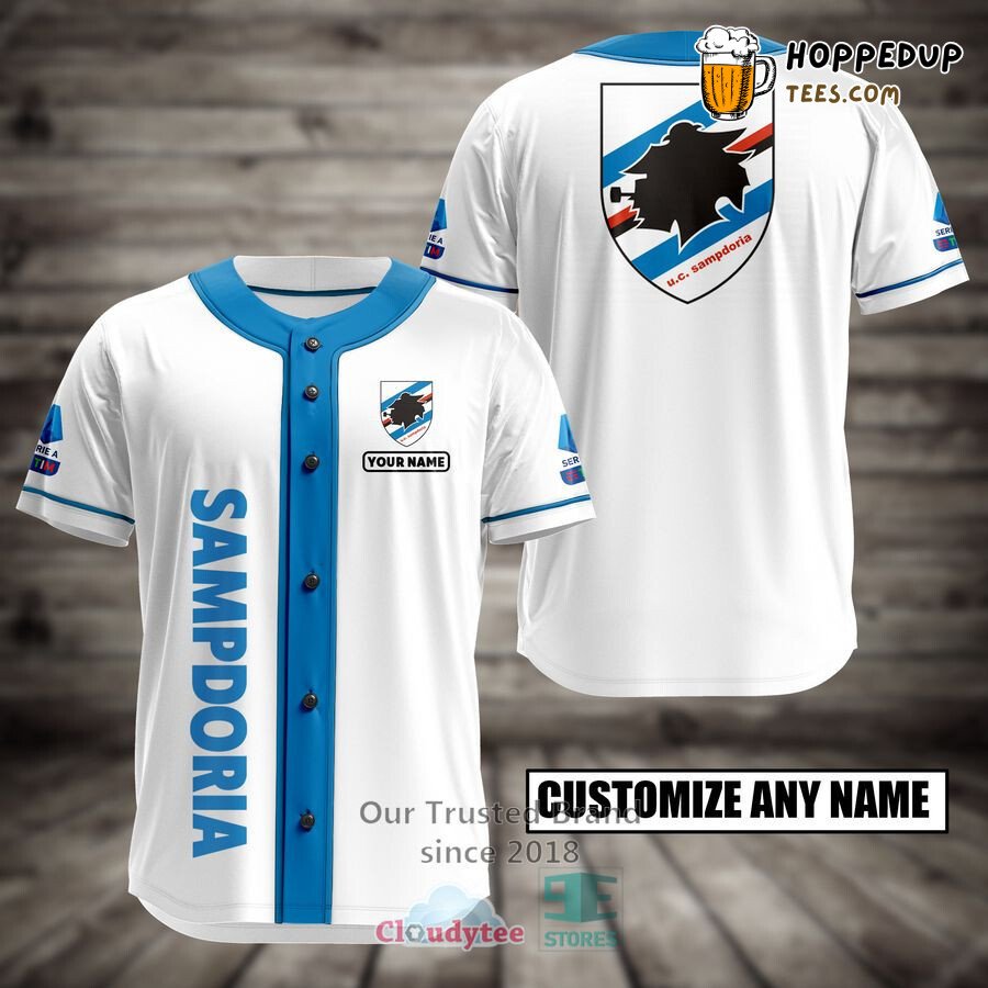 UC Sampdoria Custom Name White Blue Baseball Jersey Unisex Shirt
