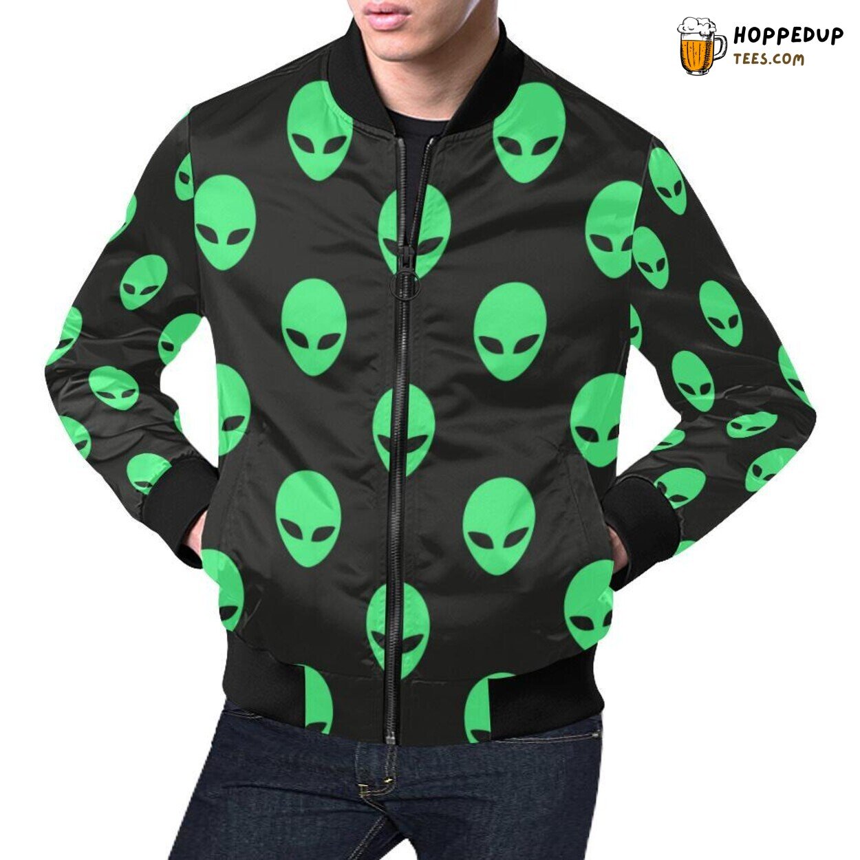 Ufo Alien Intricate Pattern Print Men’s Stylish Bomber Jacket Unique Design Ufo Alien Intricate Pattern Print Men’s Stylish Bomber Jacket Unique Design
