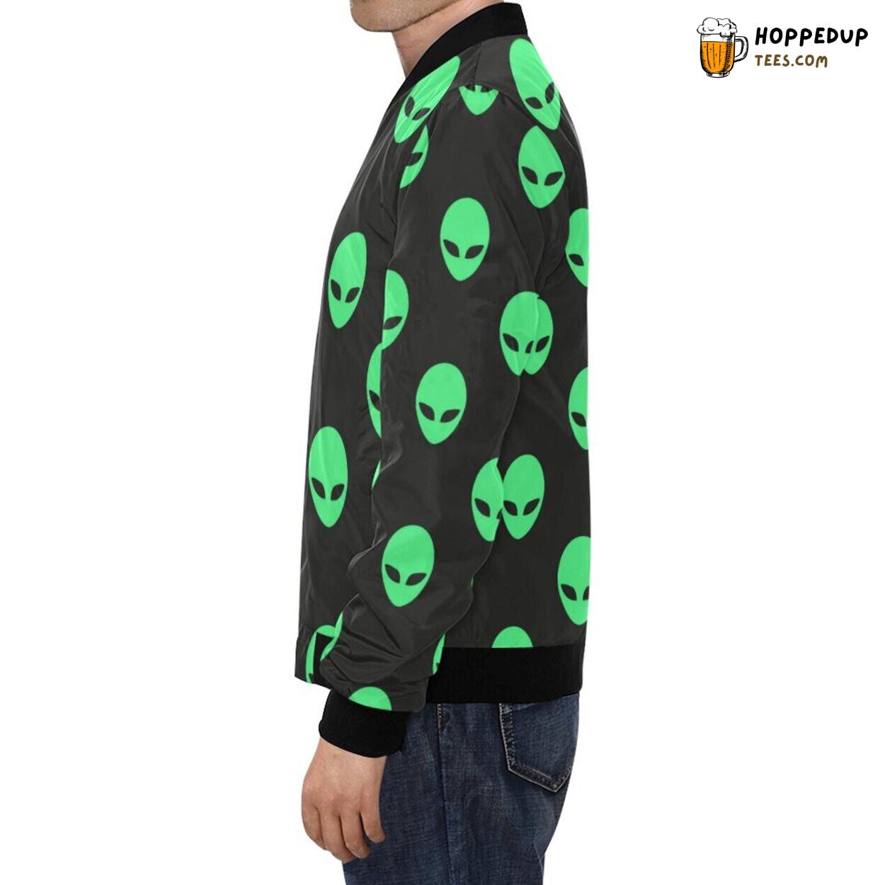 Ufo Alien Intricate Pattern Print Men’s Stylish Bomber Jacket Unique Design
