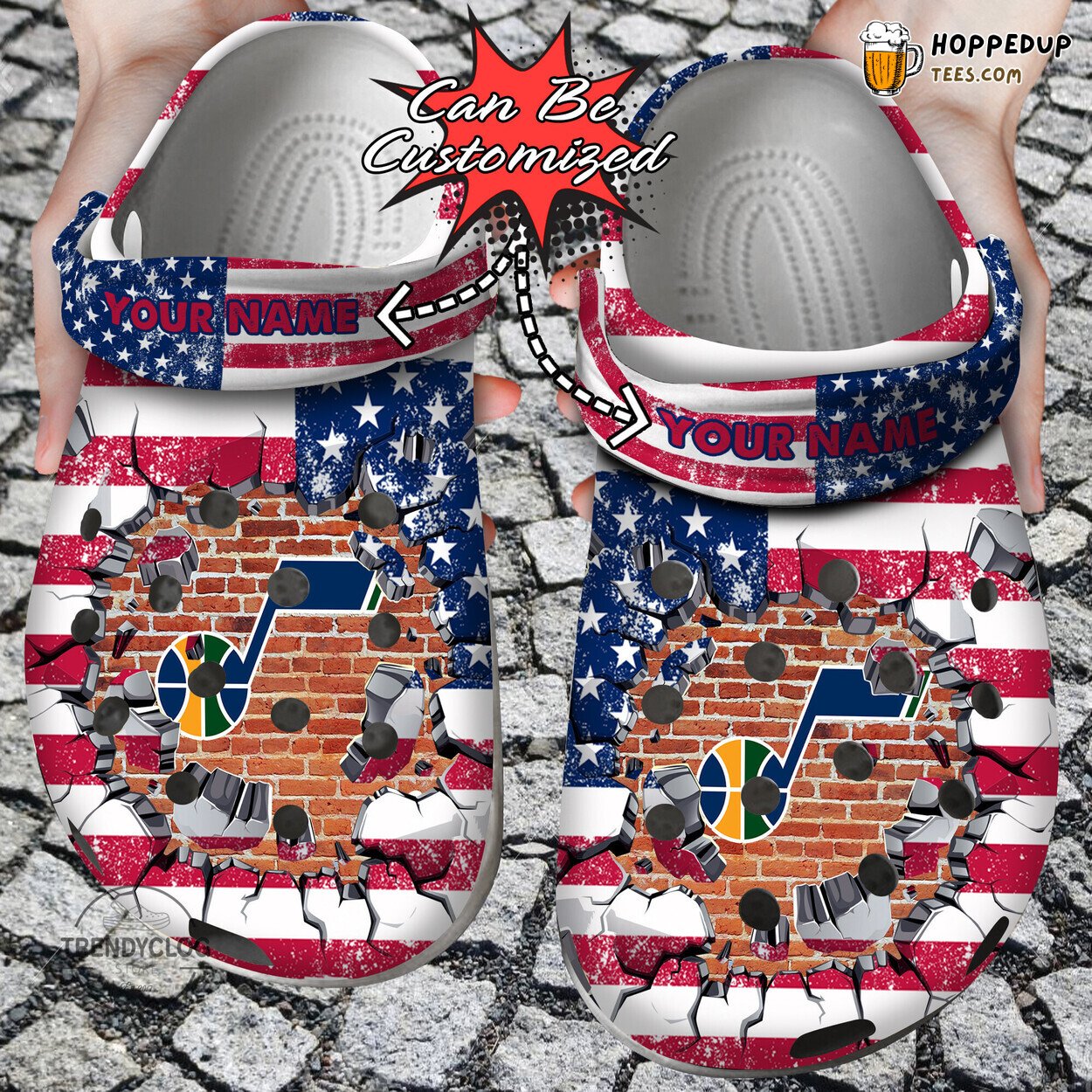 UJazz Basketball American Flag Wall Breaking Personalized Clogs