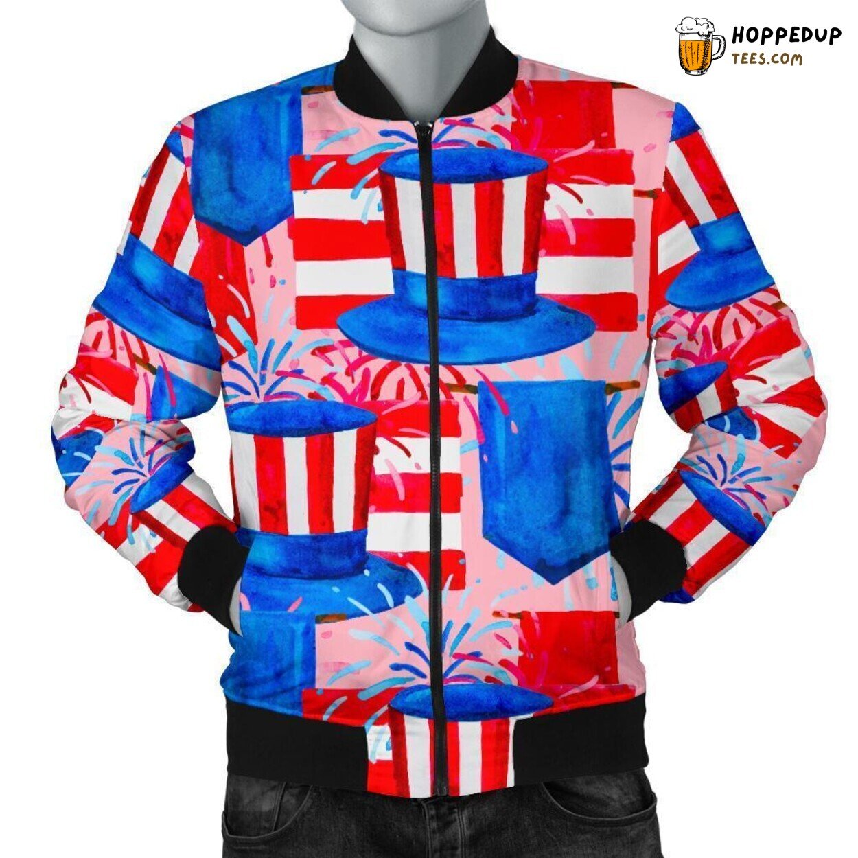 Uncle Sam Patriotic Tribute Men’s Bomber Jacket Unique Pattern Design Art