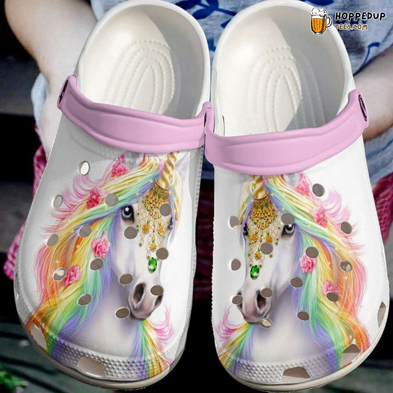 Unicorn Colorful Themed Rubber Clog Shoes Comfy Footwear Magical Design