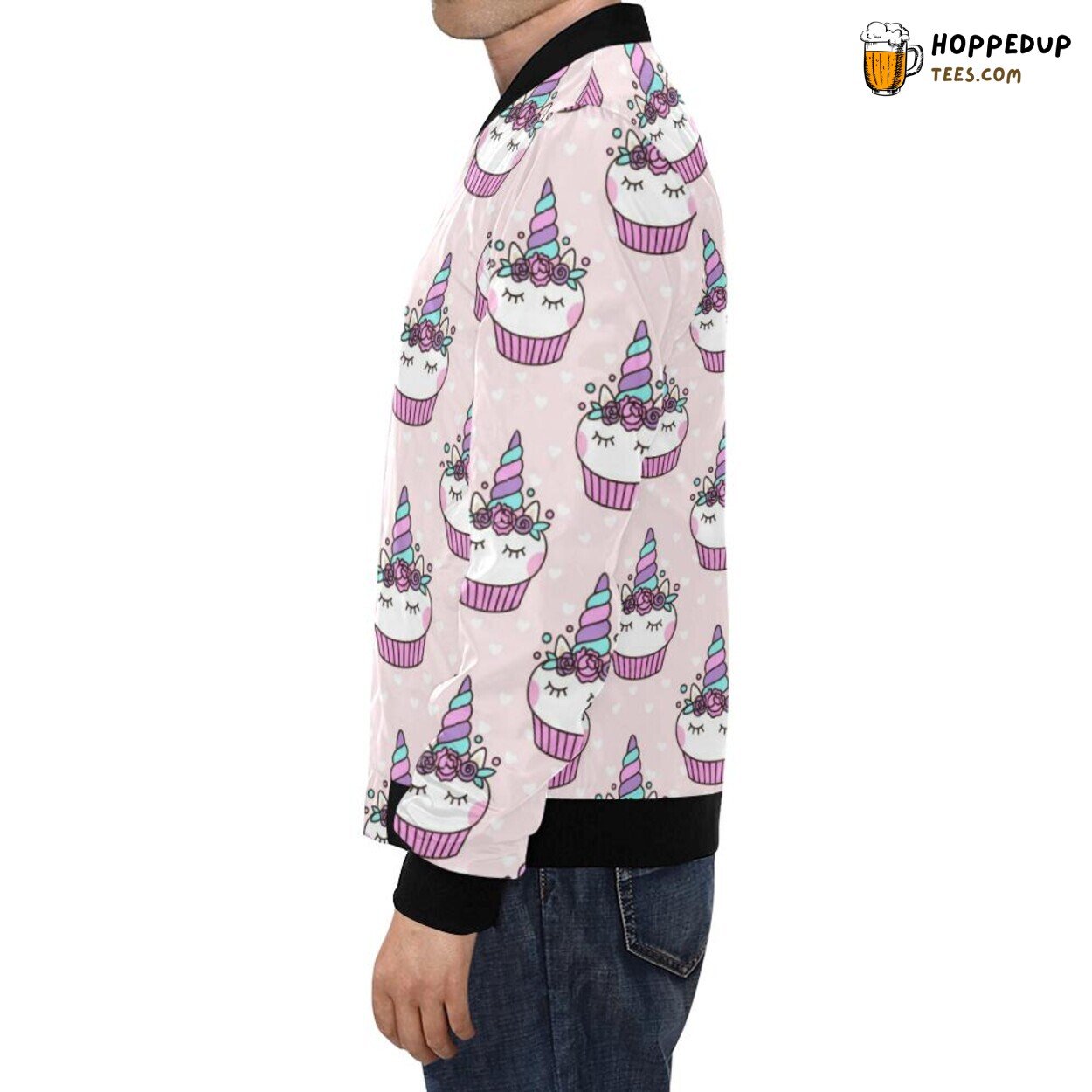 Unicorn Cupcake Pattern Print Men’s Bomber Jacket Distinctive Design