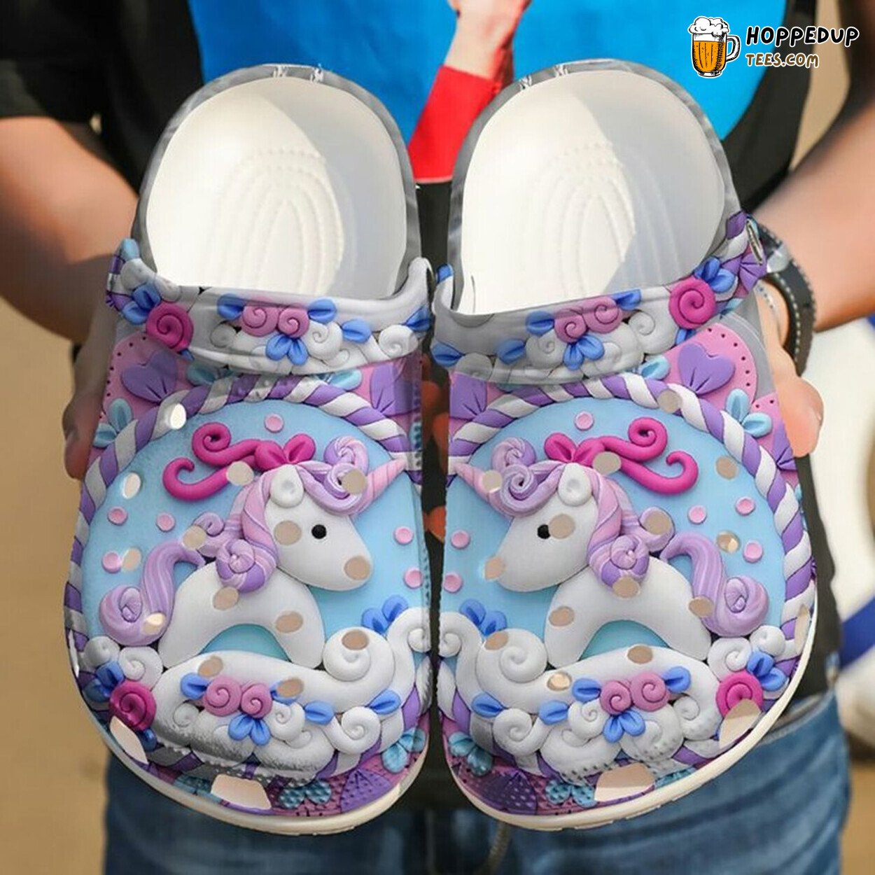 Unicorn Heart Candy Themed Rubber Clog Shoes Comfy Footwear for Fans