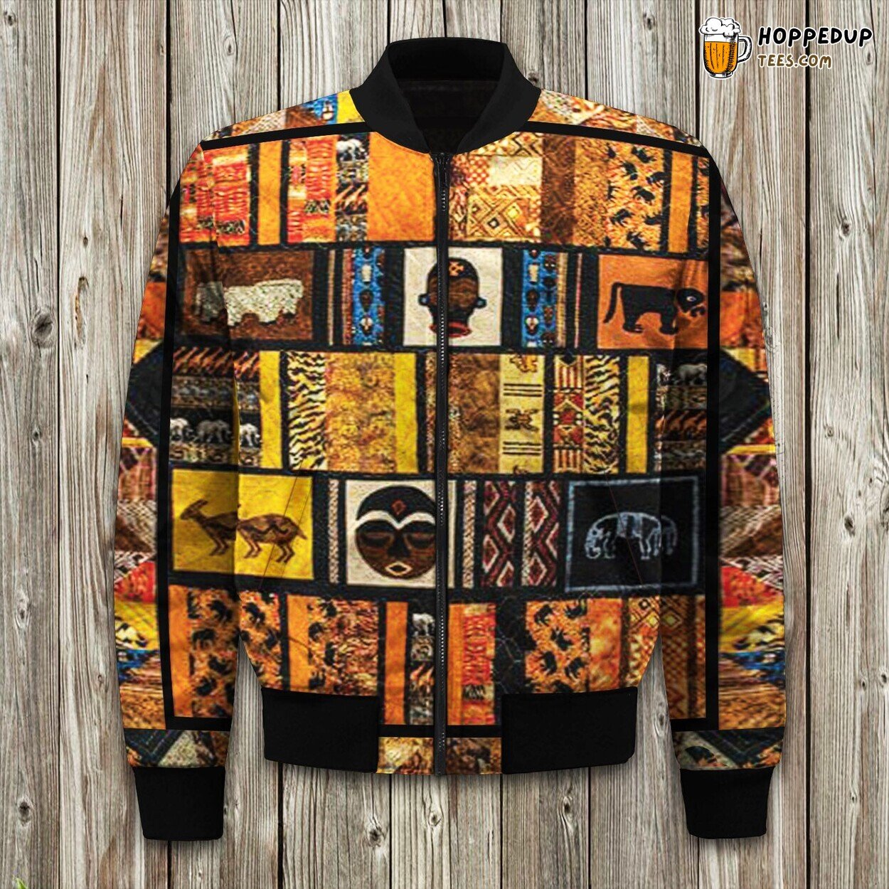 Unique African Themed Winter Bomber Jacket Exclusively Designed Precision