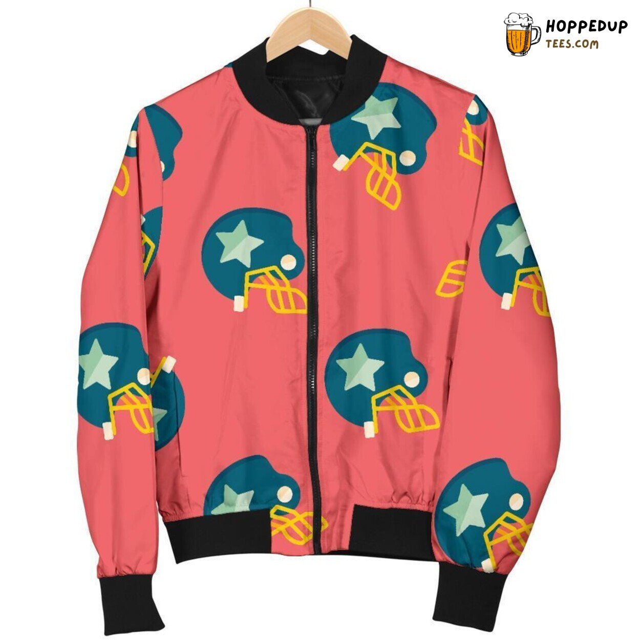Unique American Football Pattern Print Men’s Bomber Jacket Design