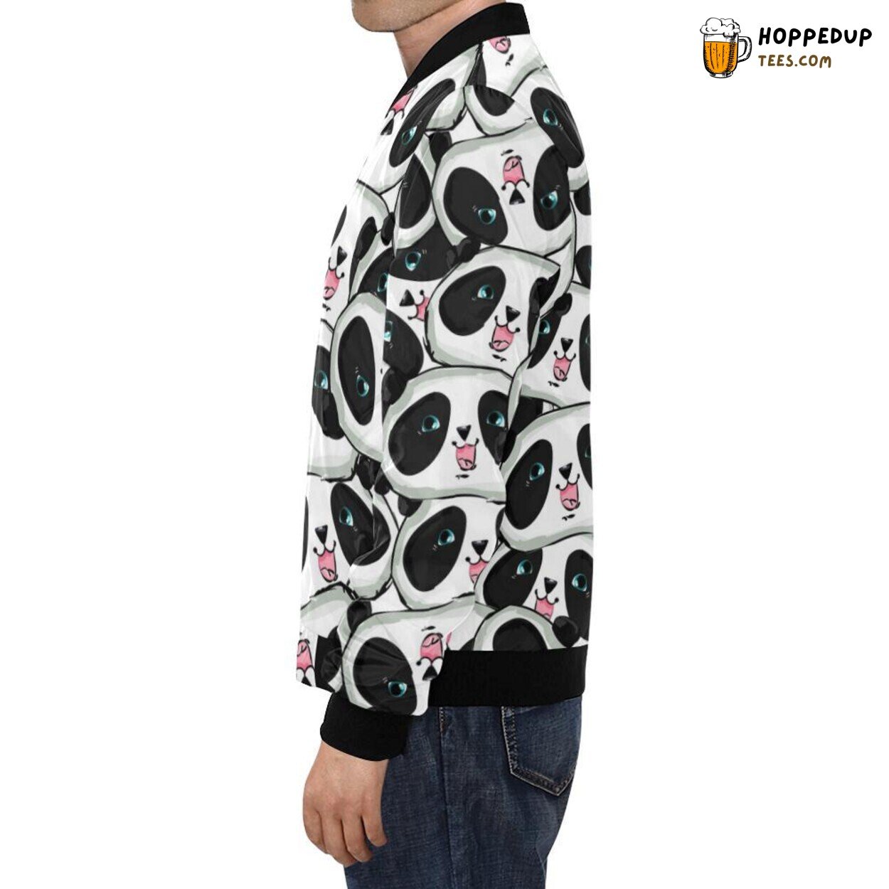 Unique Baby Panda Pattern Print Men’s Bomber Jacket Stylish