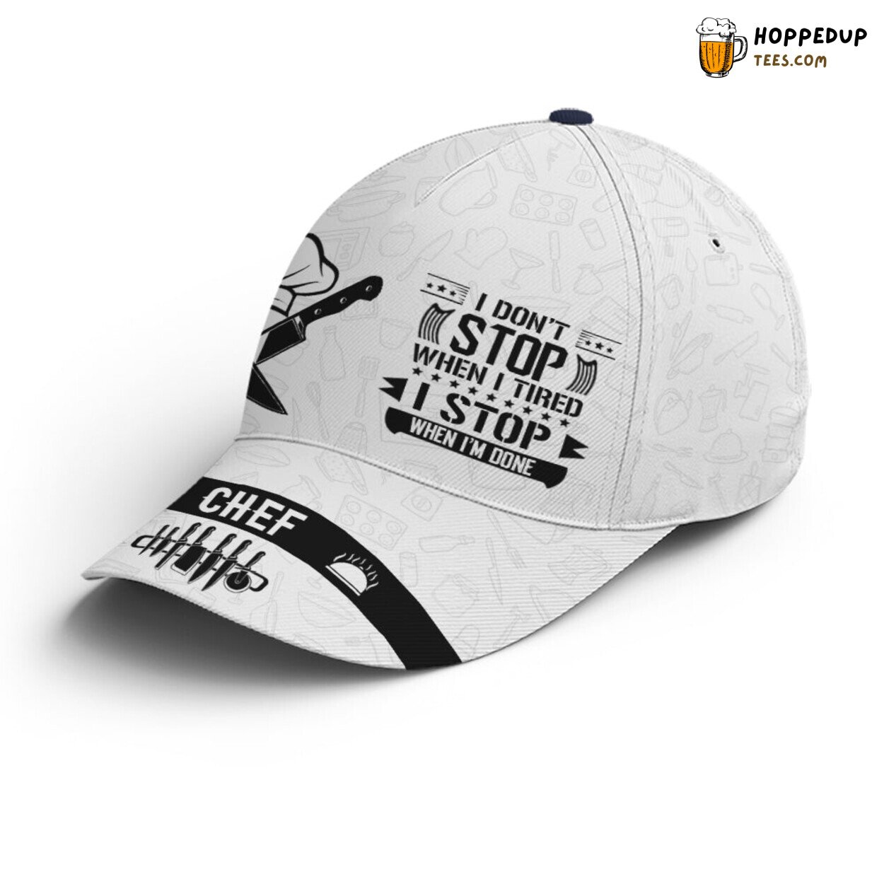 Unique Chef Drawing Vector Style Statement White Baseball Cap Design