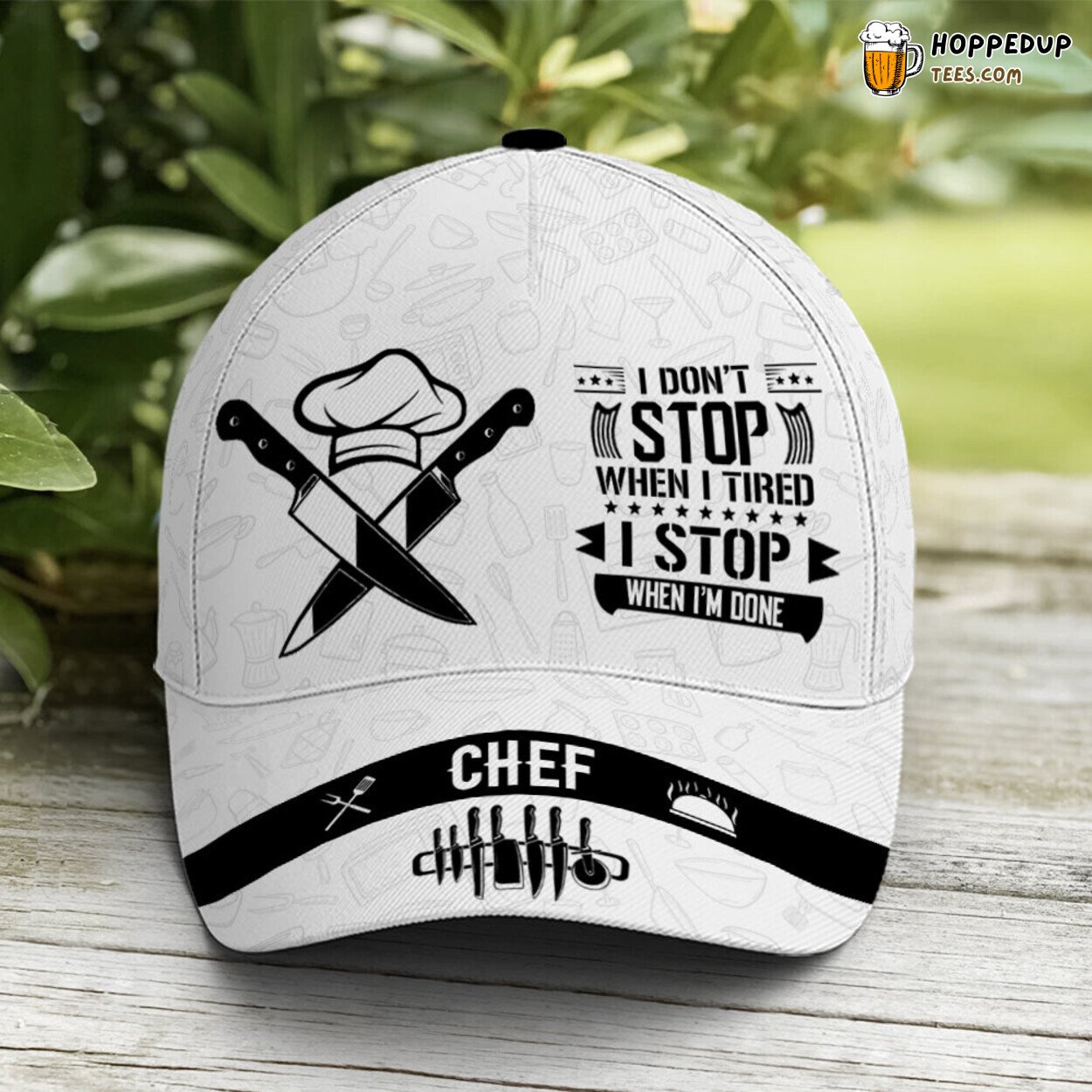 Unique Chef Drawing Vector Style Statement White Baseball Cap Design