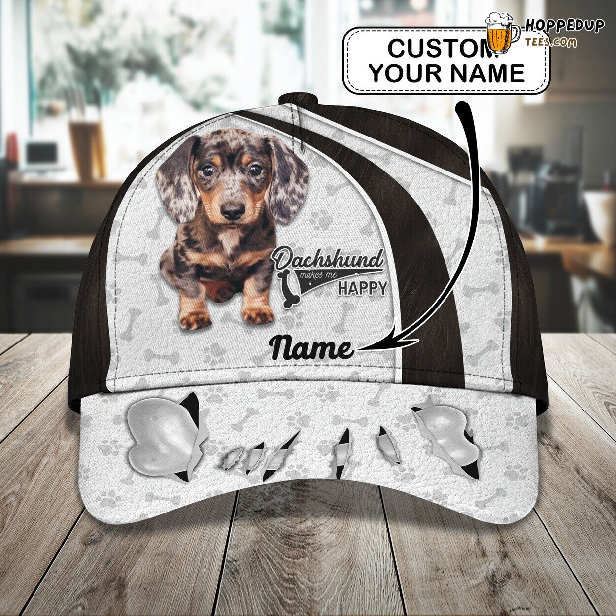Unique Dachshund Design Personalized 3D Classic Cap Name Edition