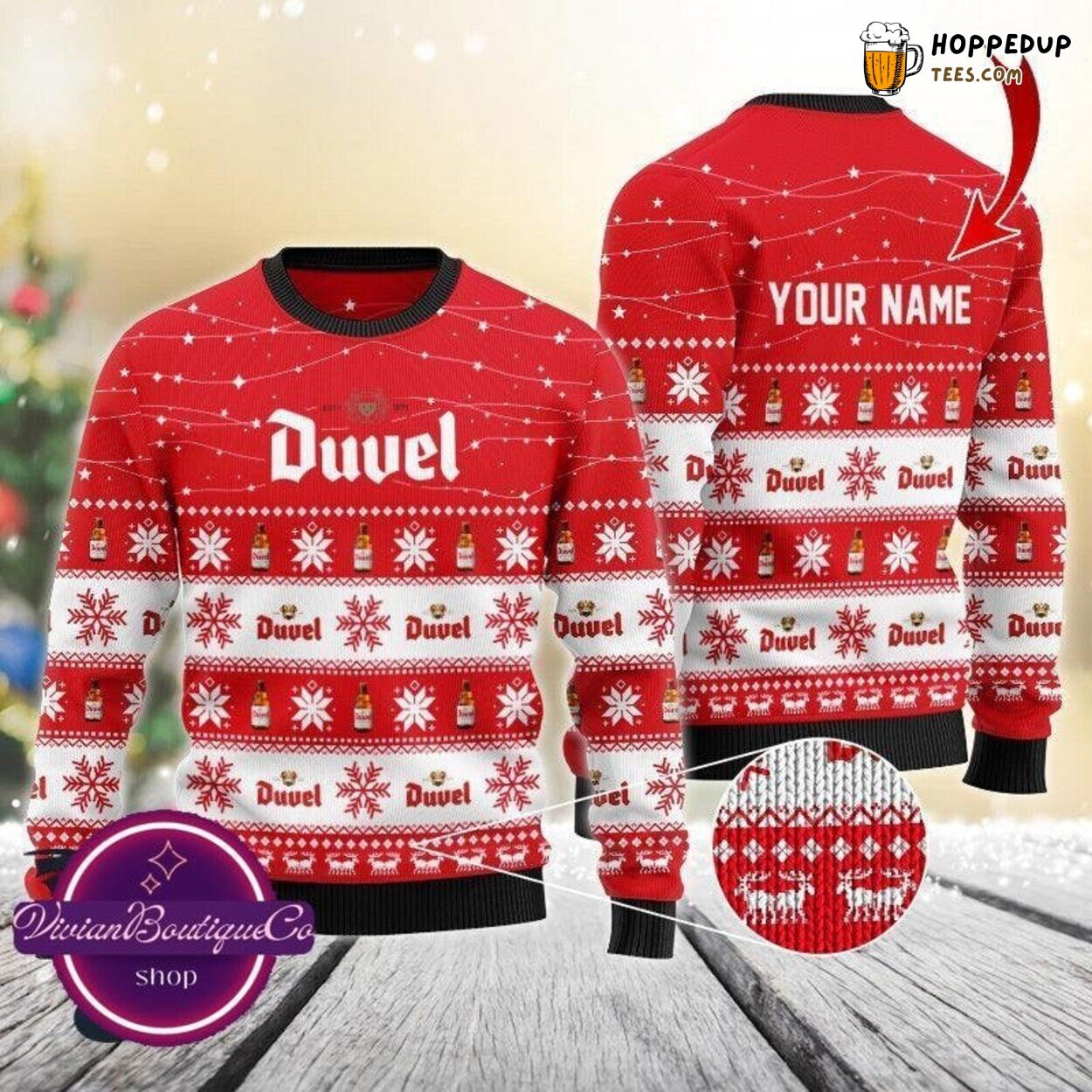 Unique Duvel Beer Themed Christmas Ugly Sweater for Personalized Gift