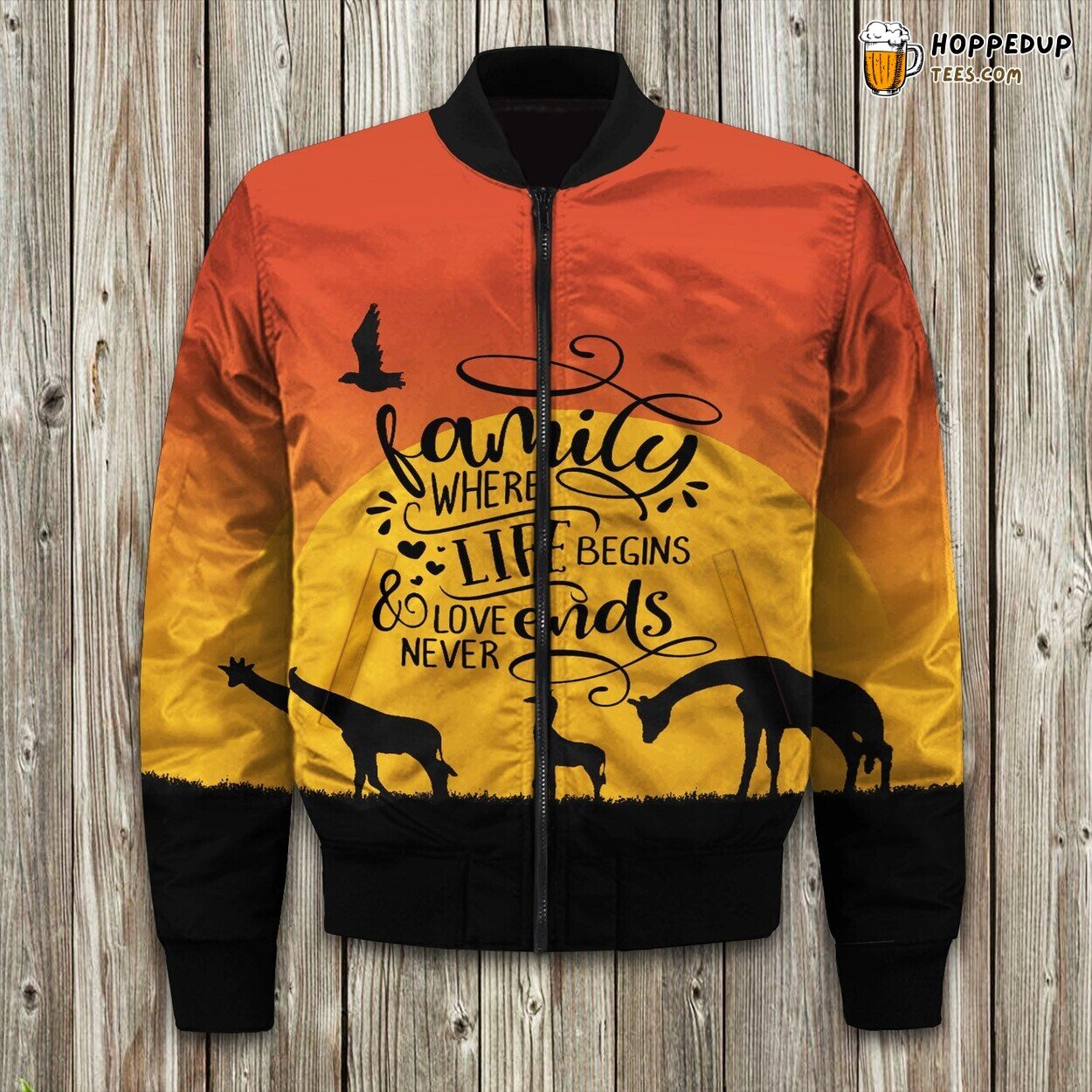Unique Giraffe Patterns Design Bomber Jackets Winter Safari Art