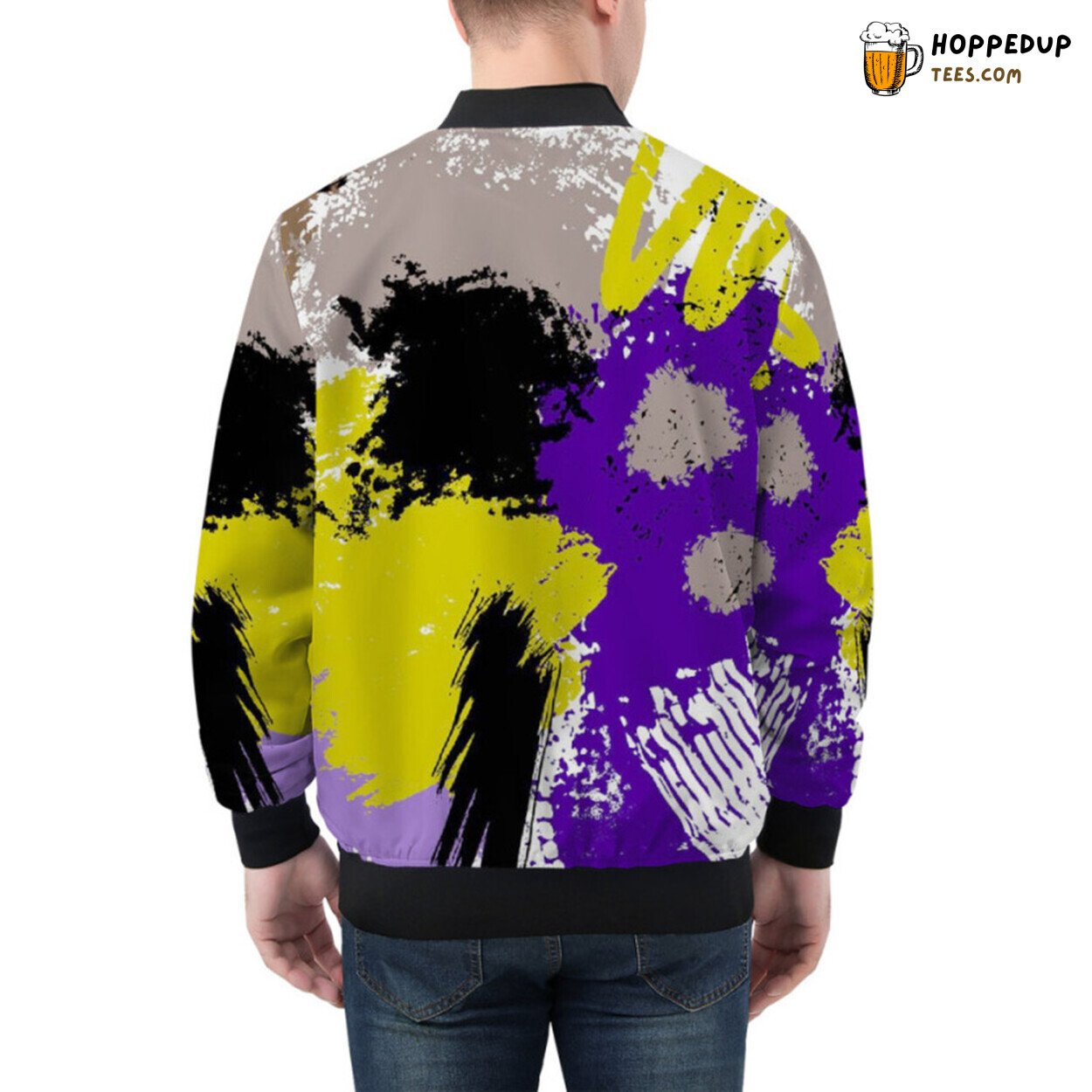 Unique Grunge Splatter Mid Century Art Bomber Jacket for Modern Aesthetics