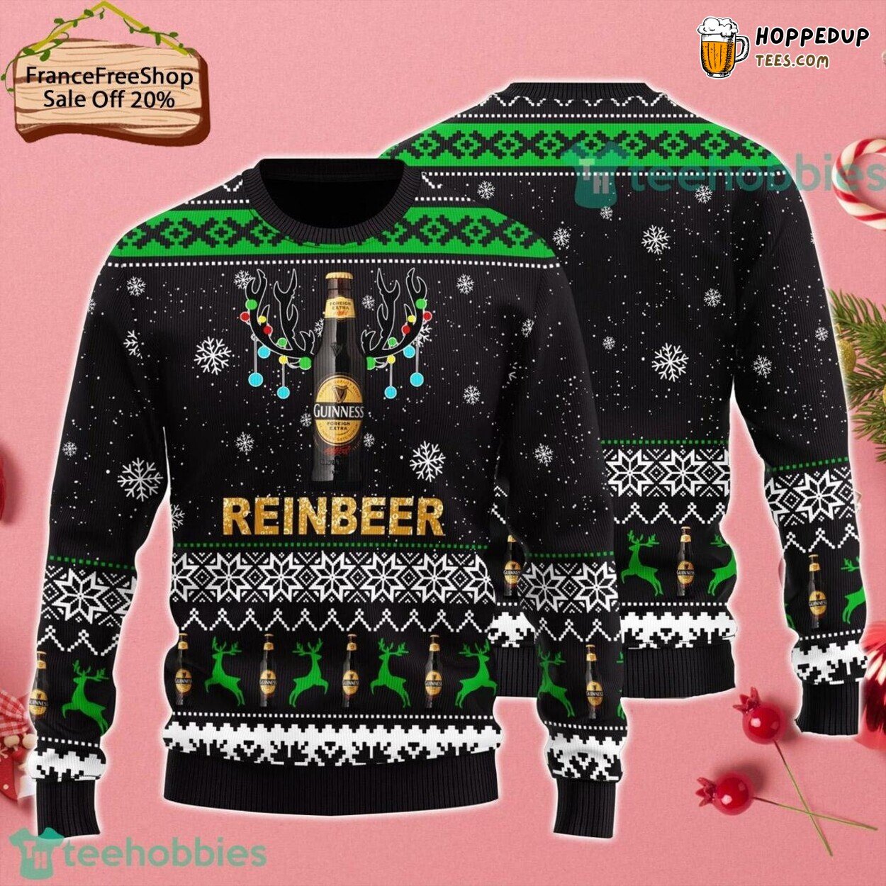 Unique Guinness Beer Ugly Christmas Sweater Festive Men Xmas Gift