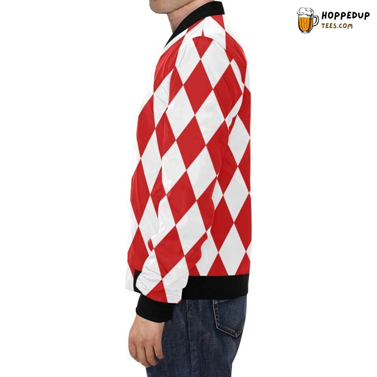 Unique Harlequin Pattern Printed Men’s Fashion Bomber Jacket