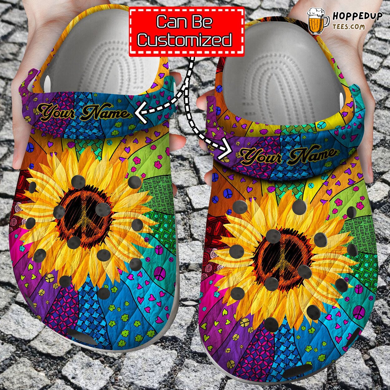 Unique Hippie Sunflower Theme Comfortable Clogs Colorful Footwear