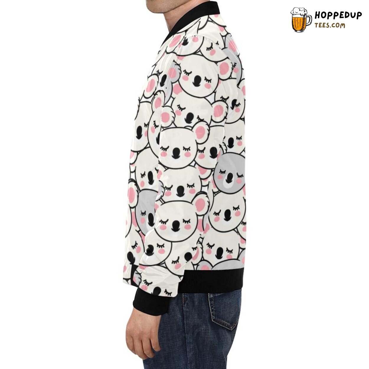 Unique Men’s Bomber Jacket with Koala Print Pattern Aesthetic