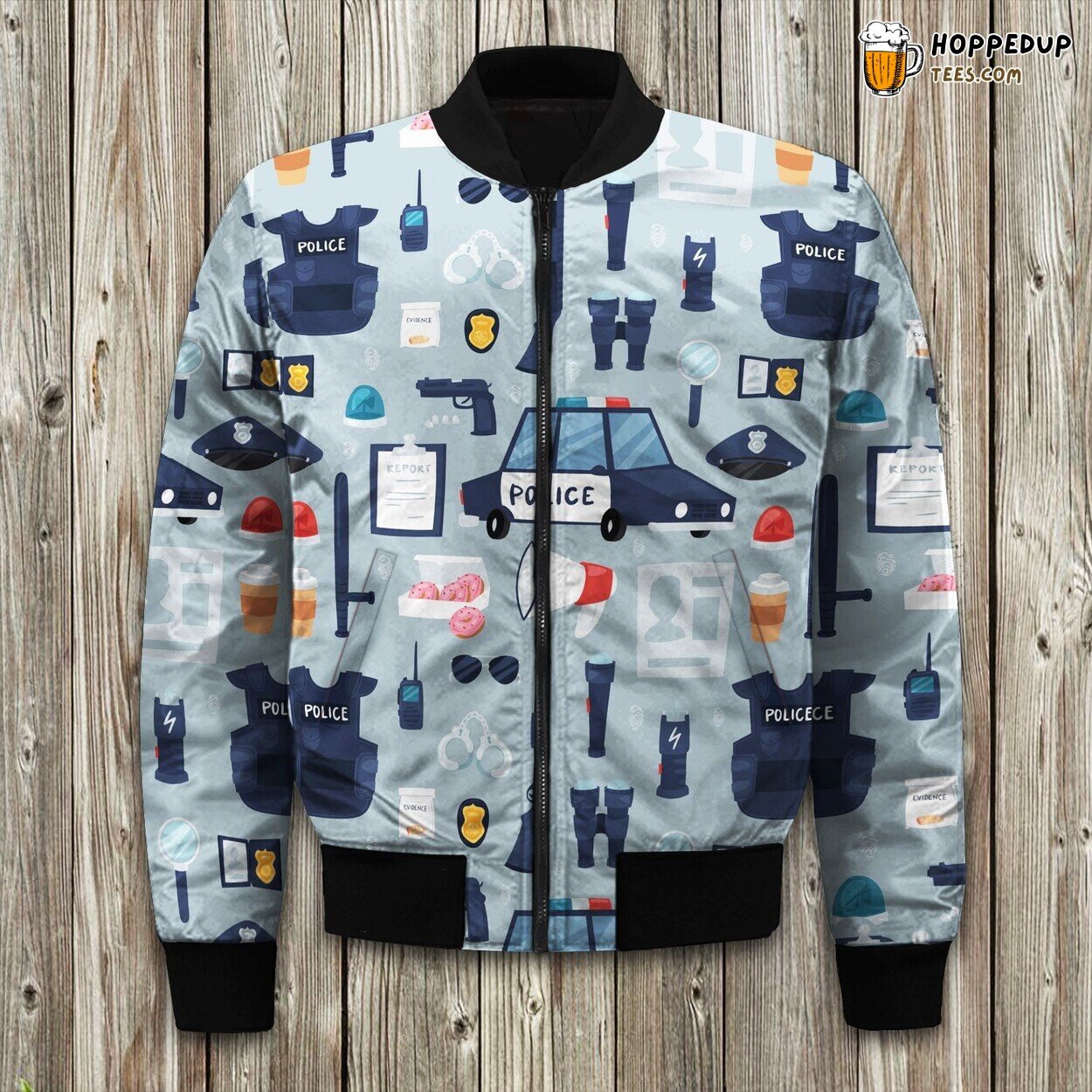 Unique Patterned Police Design Winter Bomber Jacket Law Enthusiast’s Pick