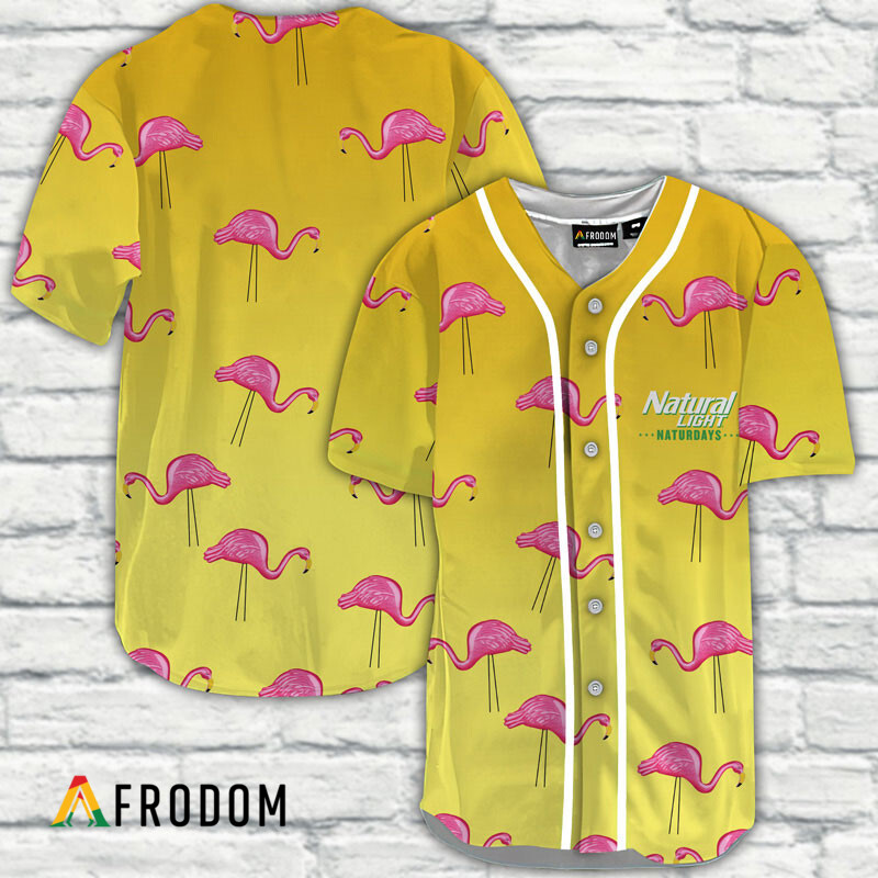 Unique Pink Flamingo Natural Light Naturdays Baseball Jersey HU