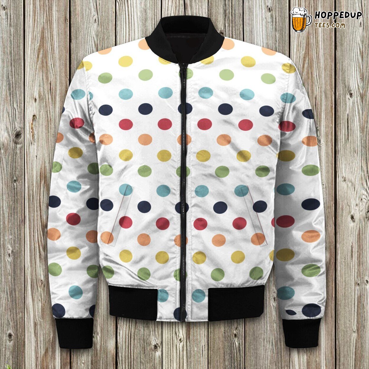 Unique Polka Dot Retro Inspired Winter Bomber Jacket Trendy Fashion Wear