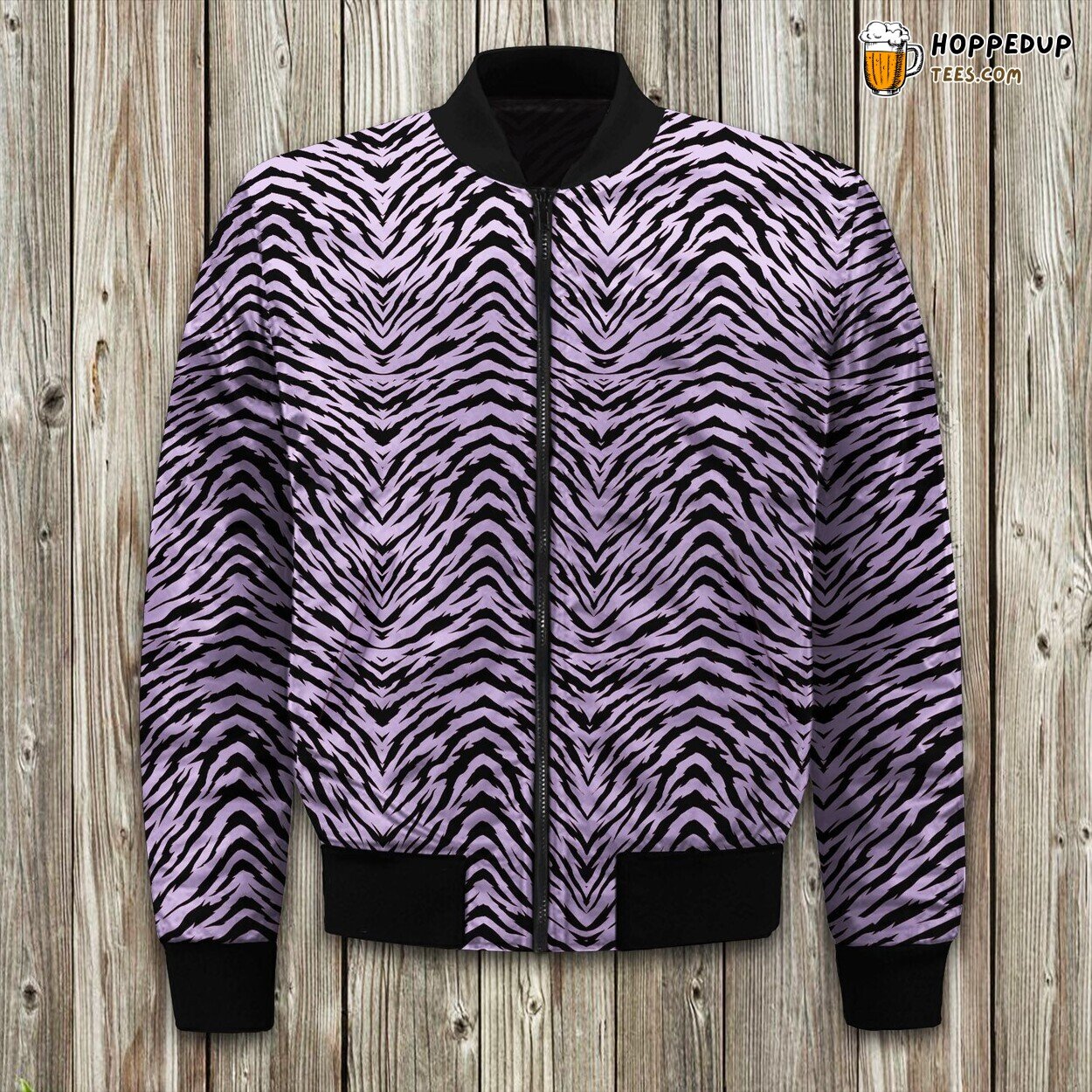 Unique Purple Zebra Pattern Winter Bomber Jacket Quality Comfort Look