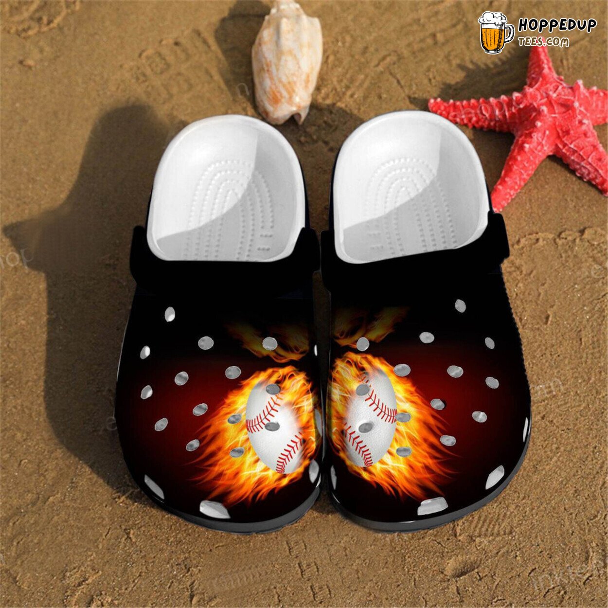 Unique Softball Fire Themed Comfortable Stylish Rubber Clog Shoes