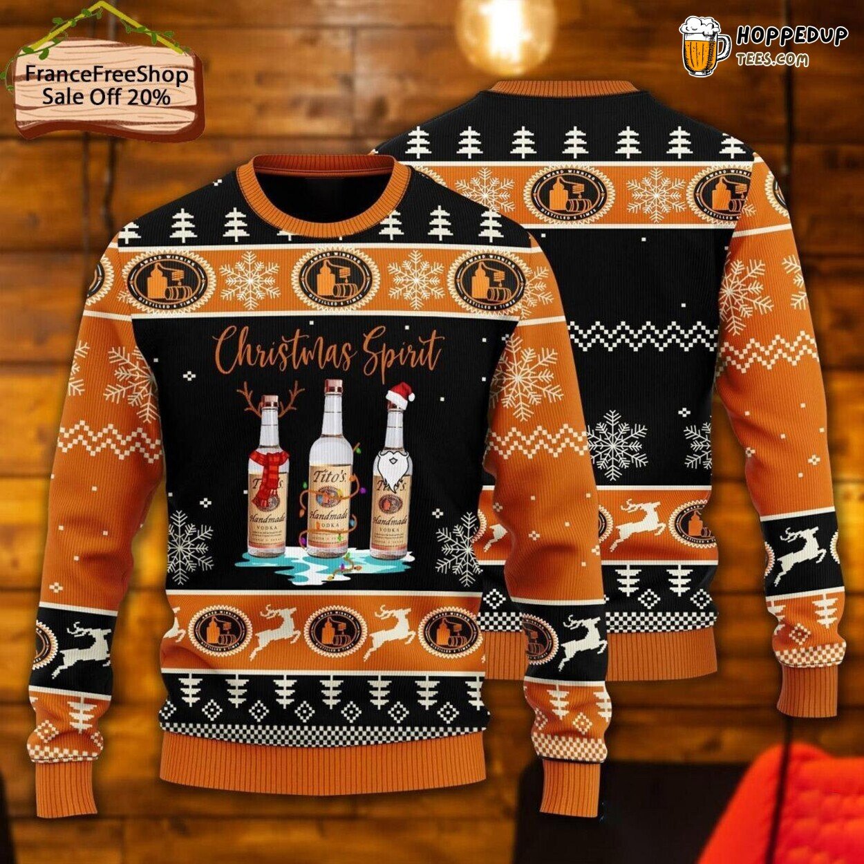 Unique Titos Vodka Themed Ugly Christmas Sweater Festive Men Women