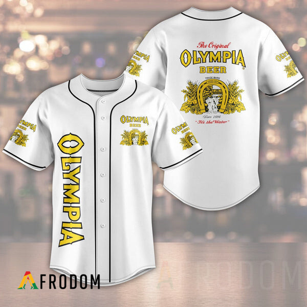 Unisex Baseball Jersey White Olympia Beer HU