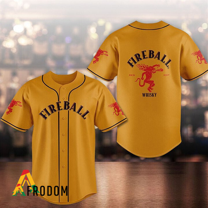 Unisex Orange Fireball Whiskey Baseball Jersey HU