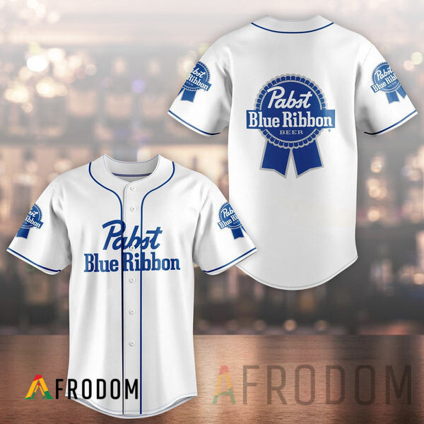 Unisex White Pabst Blue Ribbon Baseball Jersey HU