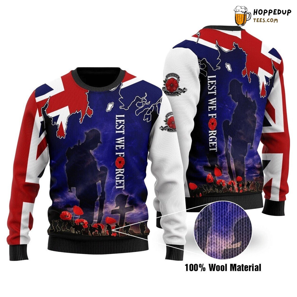 United Kingdom Veterans Tribute Ugly Christmas Sweater Knitted