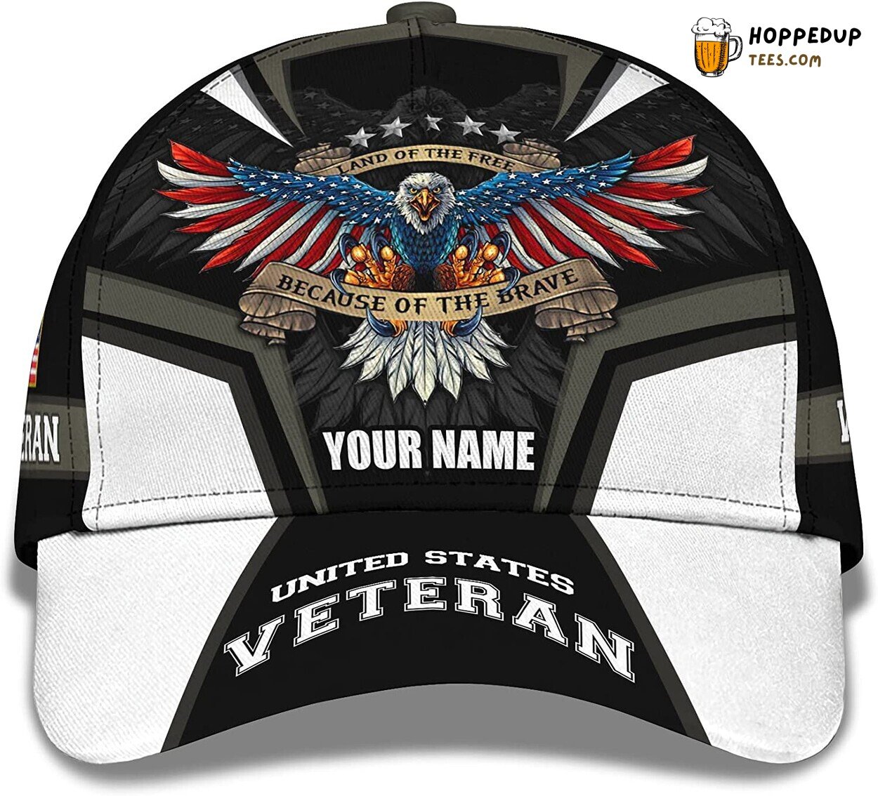 United States Veteran Land of The Free Brave 3D Hat Eagle Design