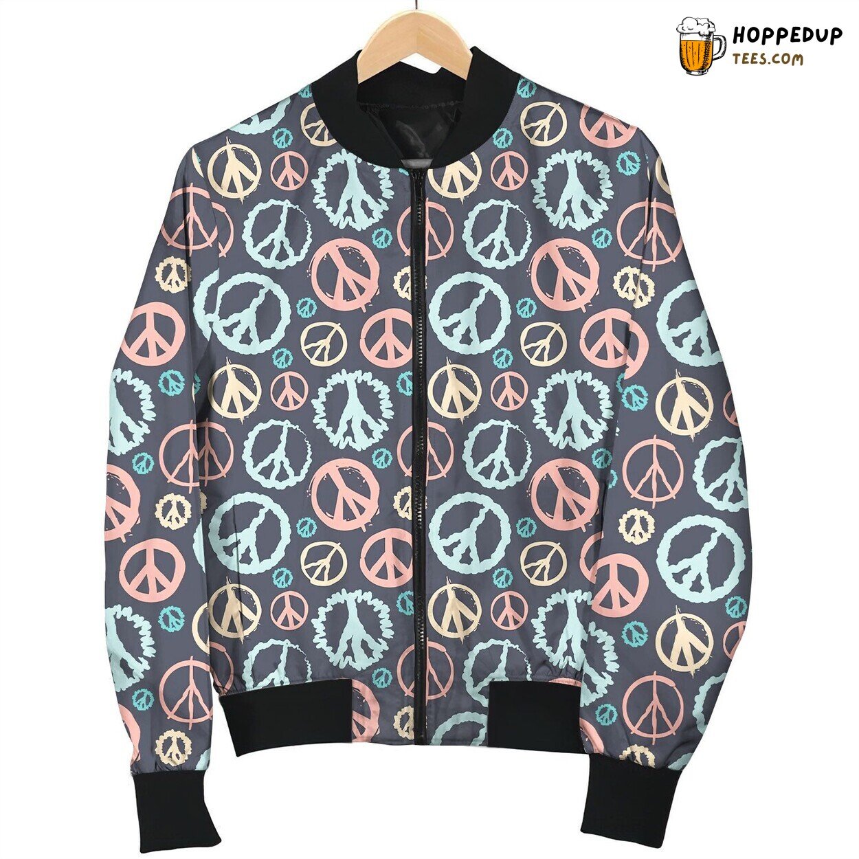 Universal Peace Pattern Design Winter Bomber Jacket Harmony Trend