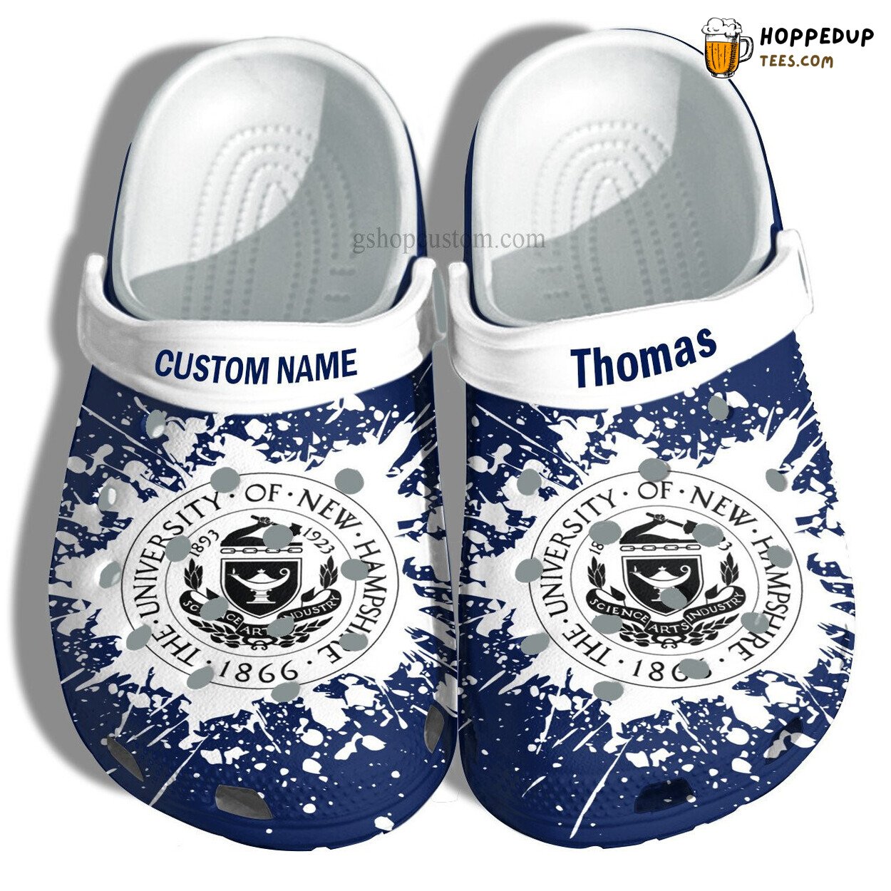 University New Hampshire Grad Gift Custom Croc Shoes Admission Theme