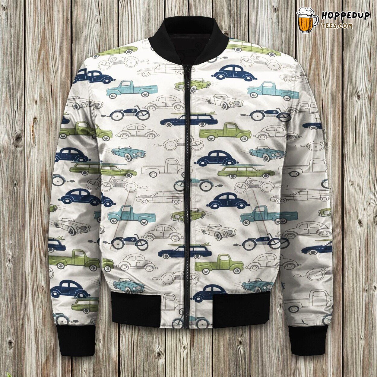 Urban Car Design Winter Bomber Jacket Modern City Life Fashion